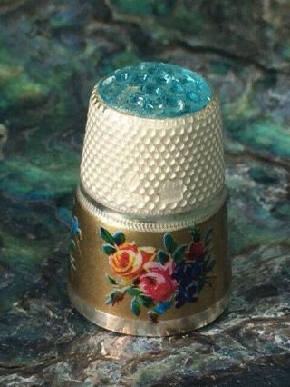 Sterling Silver And Enamel Thimble Marked Germany.