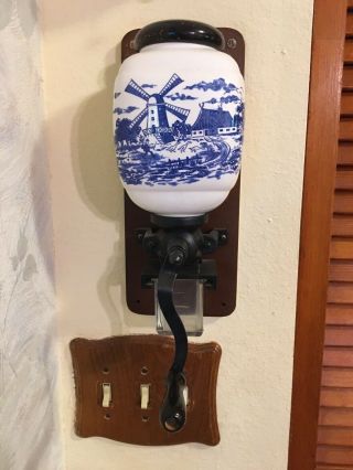 Delft Porcelain Wall Mount Coffee Mill Grinder Germany