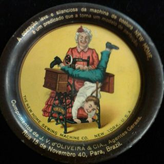 Vintage The Sewing Machine Co Advertising Tin Tip Tray Spanish Brazil