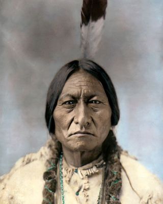 Chief Sitting Bull Native American Indian Sioux 11x14 " Hand Color Tinted Photo