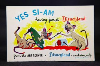 Scarce 1950s Disneyland Art Corner Postcard,  Walt Disney Bob Plunkett Lithograph