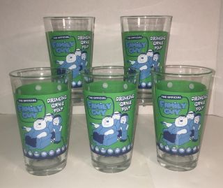 The Official Family Guy Drinking Game Pint Glass Party Set Of Five 16 Oz Glasses