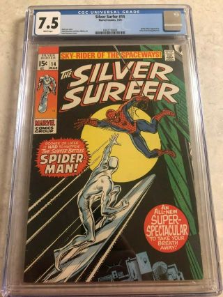 The Silver Surfer 14 (march 1970) 7.  5 Cgc Marvel Comics Surfer Vs.  Spider - Man
