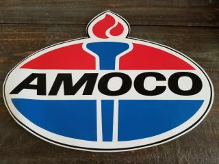 Vintage Amoco Gas & Oil Large Vinyl Sticker 17 "
