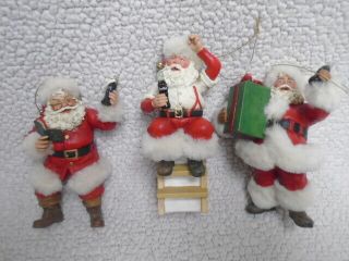 5 Assorted Coca Cola Santa Christmas Ornaments /