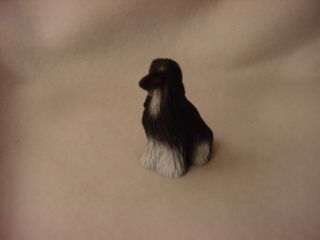 Afghan Hound Black White Puppy B&w Dog Figurine Miniature Small Mini Collectible