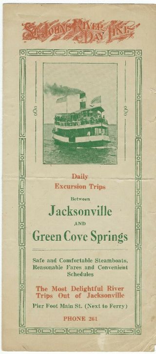 St.  Johns River Day Line Brochure Steamer Magnolia Yacht Helen Independent Line