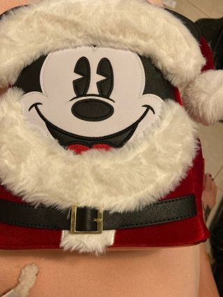 Disney Parks Santa Mickey Mouse Christmas Loungefly Backpack