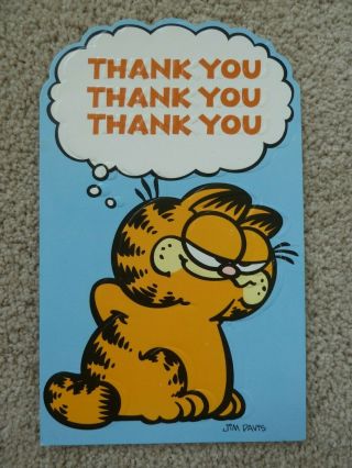 Garfield Comic Cat Kitten By Jim Davis Thank You Gibson Greeting Card