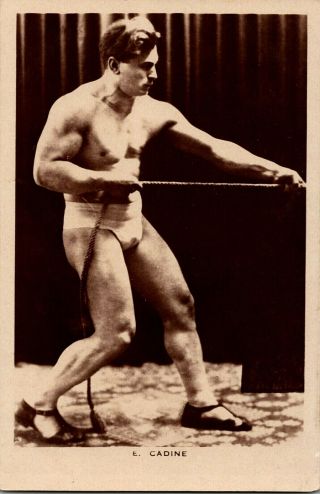 Rppc Cadine 1920 Olympics Wrestler Weight Lifter Strongman Gay Interest C96