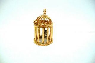 Thimble Gold - Plated Nicholas Gish & Signed " Bird In A Gilded Cage " Bird Swings