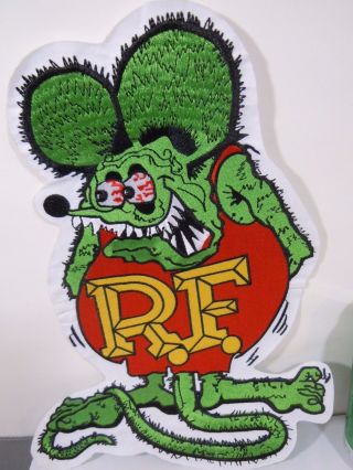 Large Rat Fink R.  F.  Iconic Embroidered Iron - On Patch - 12 "