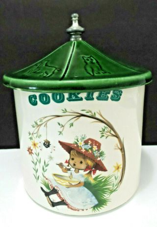Mccoy Ceramic Cookie Jar Little Miss Muffet Circus Tent Top Has Animals 1940 