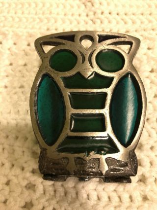 Vintage Retro Stained Glass Owl Napkin Or Letter Holder Counterpoint Japan