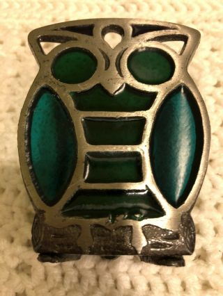 Vintage Retro Stained Glass Owl Napkin or Letter Holder Counterpoint Japan 2
