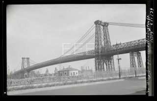 1939 Williamsburg Bridge Manhattan Nyc York City Old Photo Negative 729b