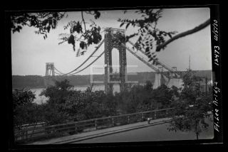 1930 George Washington Bridge Construction Manhattan Nyc Old Photo Negative 730b