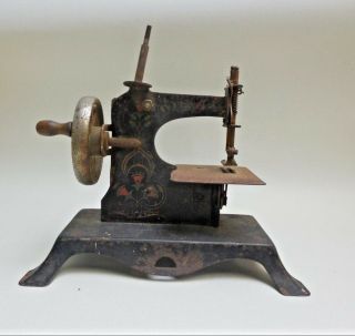 Antique Miniature Sewing Machine German Tin Metal Toy (hand Crank) -