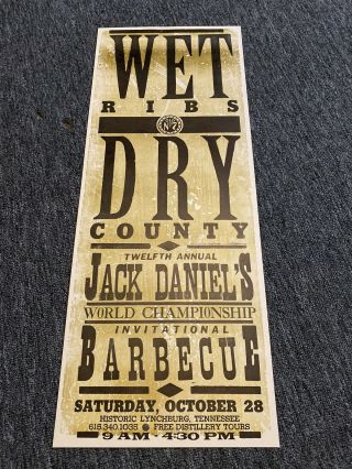 Rare 27x10.  5 Jack Daniels 12th Annual World Championship Bbq Print Lynchburg Tn