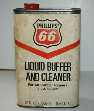Vintage Phillips 66 Liquid Buffer And Cleaner Can One Quart Paper Label