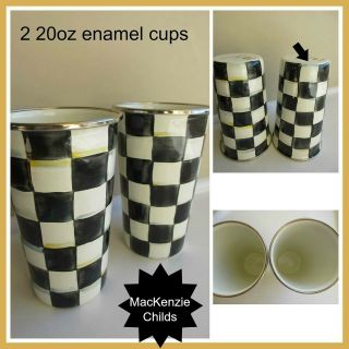 2 Mackenzie - Childs Courtly Check 20 Oz Enamel Cups