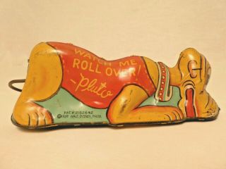 Disney Watch Me Roll Over Pluto By Marx 1939 Tin Windup Toy With Great Graphics