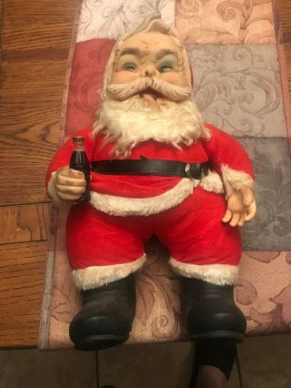 Vintage 1950s Rushton Santa Claus With Coke Bottle In His Hand