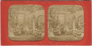 French 19th Century Semi - Opaque Stereo Card Of Les Balls De Paris - Mabille