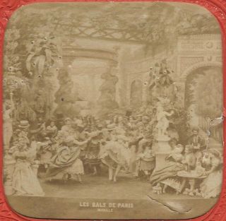 French 19th Century Semi - Opaque Stereo Card of Les Balls de Paris - Mabille 2