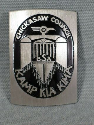 Vintage " Chickasaw Council,  Kamp Kia Kima " Boy Scouts Neckerchief Slide,  Minty