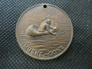 Vintage Ymca Token Muske - Gone Native American In Canoe Muskegon,  Mich Bi