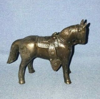 Vintage Miniature Horse Figurine Statue Cast Metal Bronze Color 3 " Japan Saddle