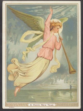 C10231 Victorian Goodall Year Card: Angel With Trumpet