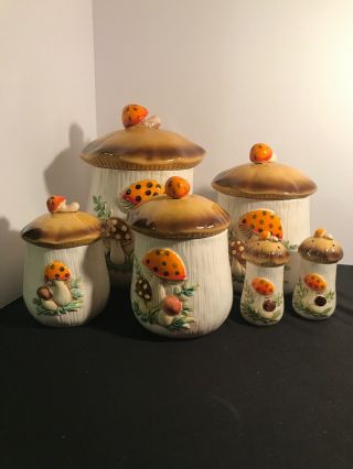 Vintage Sears,  Roebuck And Co.  Merry Mushroom Canister Set,  1976 Made In Japan