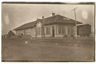 Rppc Real Photo Postcard Railroad Train Station Hammon,  Okla.  Oklahoma