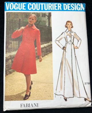 Vogue Couturier Design 2780 Fabiana Coat Pattern Vintage Size 12 Complete Uncut