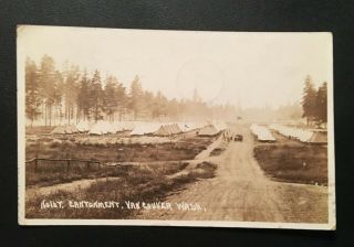 1918 Real Photo Rppc Postcard Cantonment Tents Military Barracks Vancouver Wa