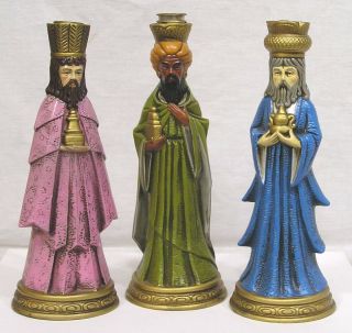 Vintage Three Wise Men Figural Candle Holders Japan 1970s