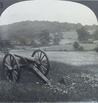 Keystone Stereoview A Cannon At Culp’s Hill,  Gettysburg,  Pa Education Set 73 B
