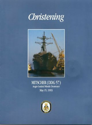 Uss Mitscher Ddg 57 Christening Navy Ceremony Program With Christening Coin