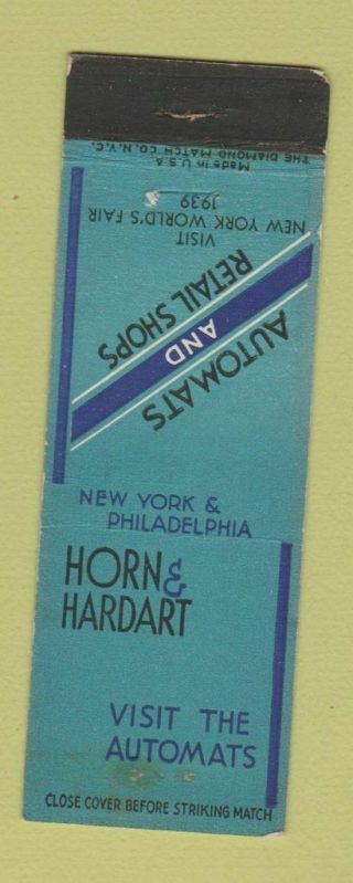 Matchbook Cover - Horn & Hardart York City Philadelphia 1939 World 