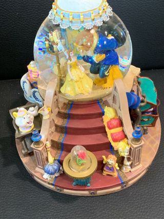 Disney’s Beauty And The Beast Snow Globe Music Box W/ Lighted Fireplace