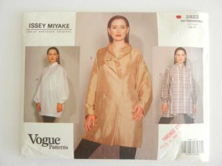 Vogue Sewing Pattern 2922 Designer Issey Miyake Uncut Top Sz 6 - 8 - 10 Top