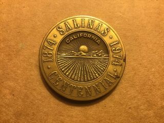 Salinas Ca Bronze Centennial Coin Medal 1874 - 1974 California Rodeo