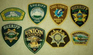 8 Different Oregon Sheriff Patches