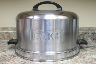 VINTAGE 1950s KROMEX LOCKING CAKE SAVER CARRIER - POLISHED ALUMINUM 2