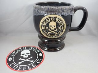 Death Wish Coffee Mug Deneen Pottery 2018 Skull & Crossbones The Hammer