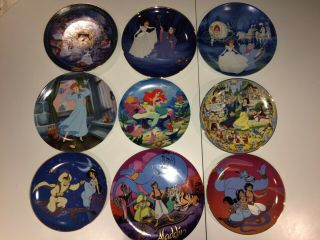 Disney Collector Plates - Cinderella,  Ariel Little Mermaid,  Snow White & Aladdin
