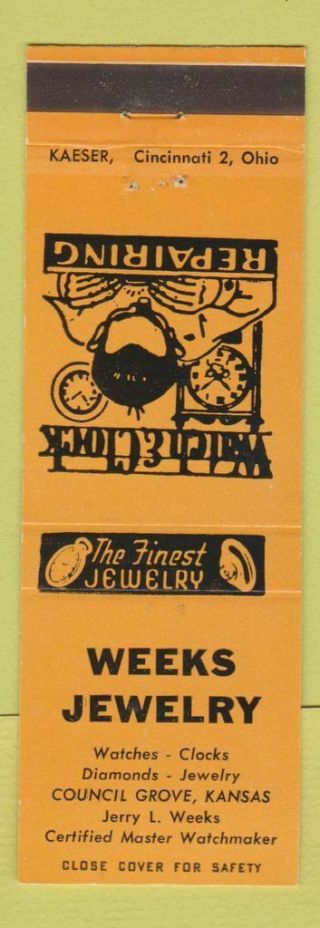 Matchbook Cover - Weeks Jewelry Council Grove Ks