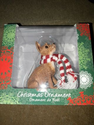 Chihuahua Tan Christmas Holiday Ornament By Sandicast